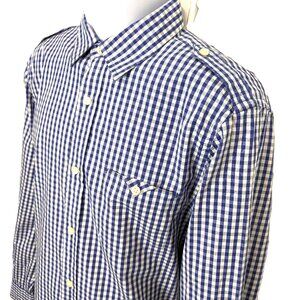 Banana Republic Mens Long Sleeve Shirt Blue Gingham Check Large